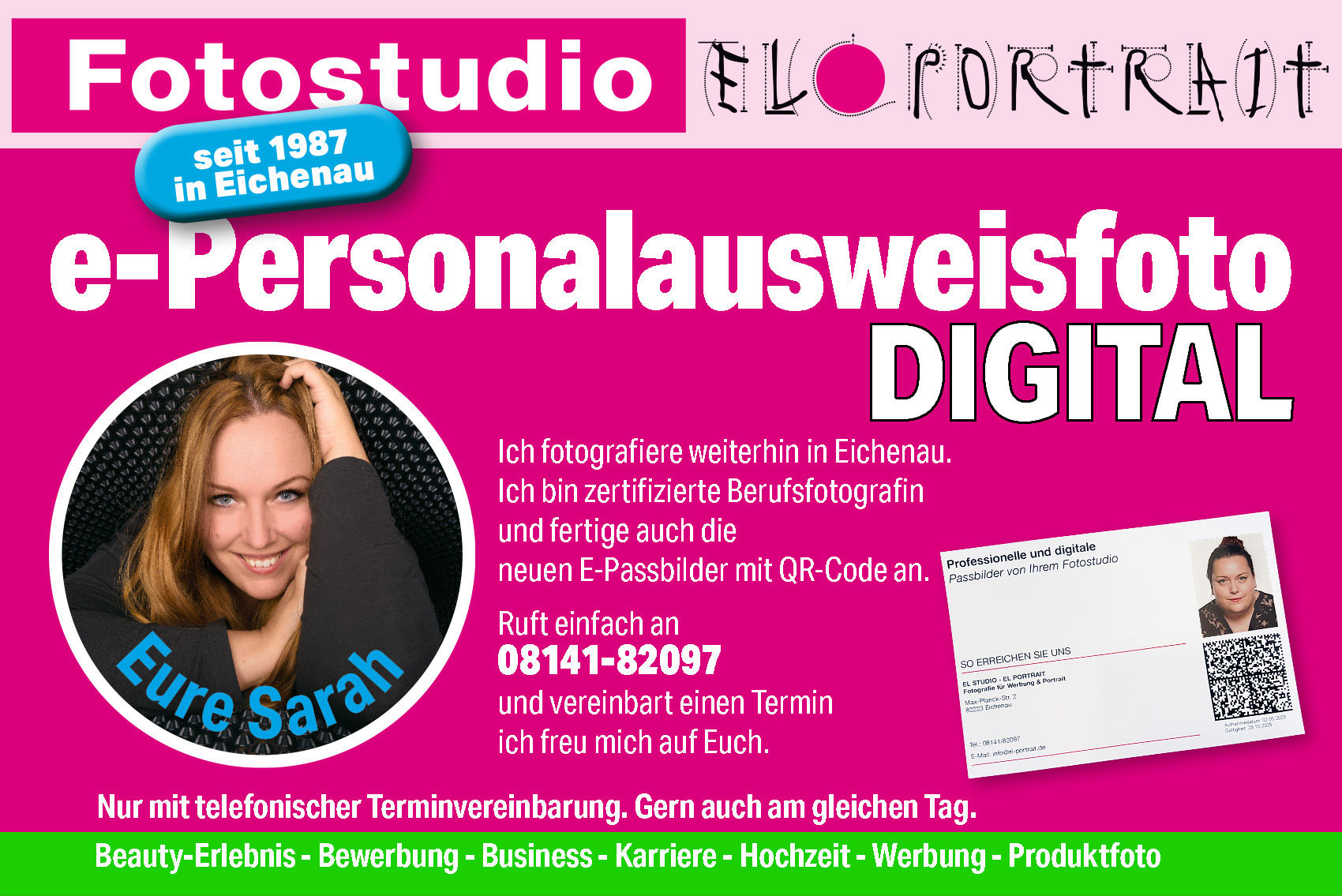 digitale E-Passbilder für Personalausweis und Reisepass von EL PORTRAIT und EL STUDIO aus Eichenau